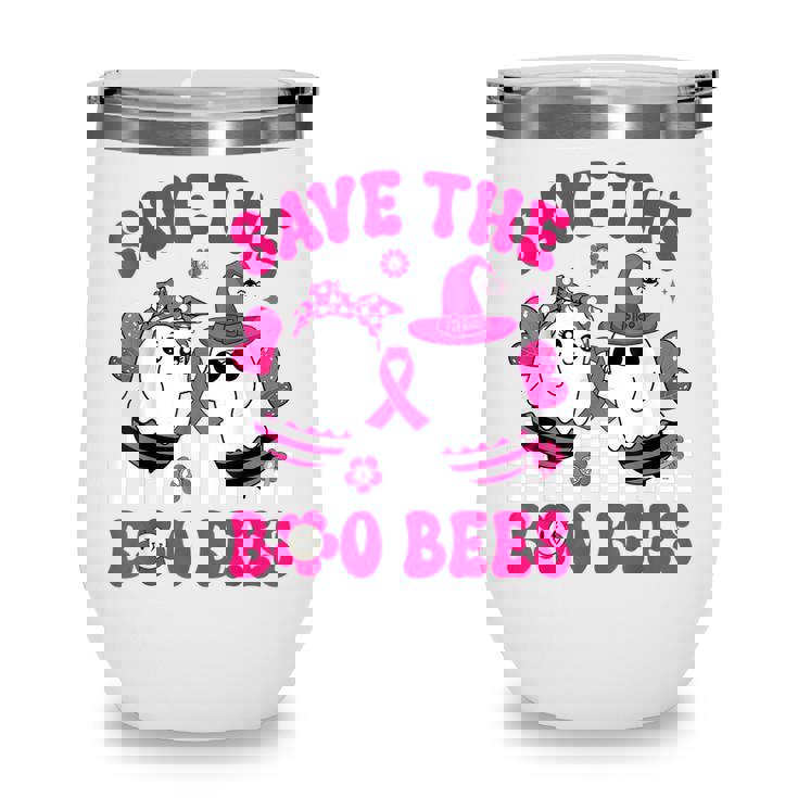 Groovy Save The Boo Bees Funny Breast Cancer Halloween Retro Wine Tumbler
