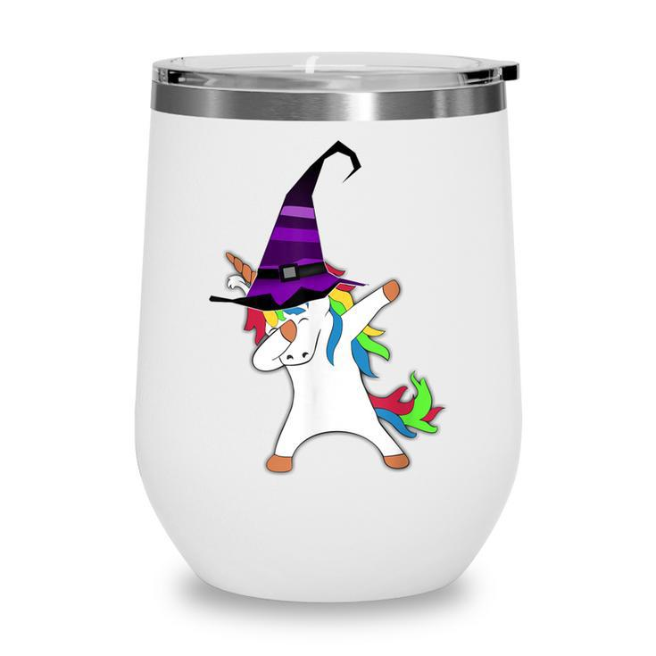Halloween Dabbing Unicorn Witch Hat Witchcraft Costume Gift  Wine Tumbler