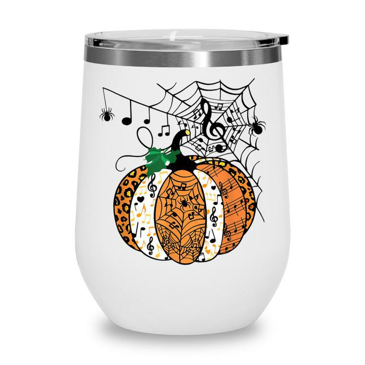 Halloween Pumpkin Music Symbols Music Teacher Halloween  Wine Tumbler