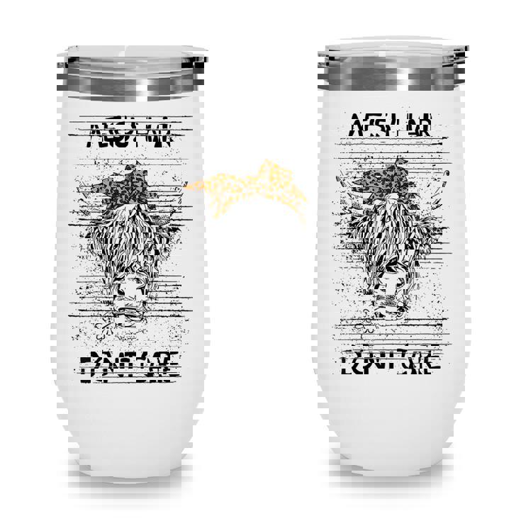 Highland Cow Leopard Bandana Messy Hair Dont Care Western Wine Tumbler