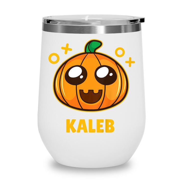 Kids Kaleb Kids Pumpkin Halloween  Wine Tumbler
