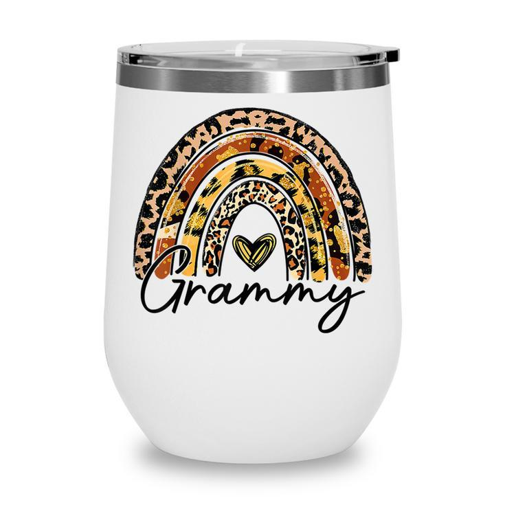 Leopard Rainbow Blessed Grammy Funny Grammy Mothers Day  Wine Tumbler