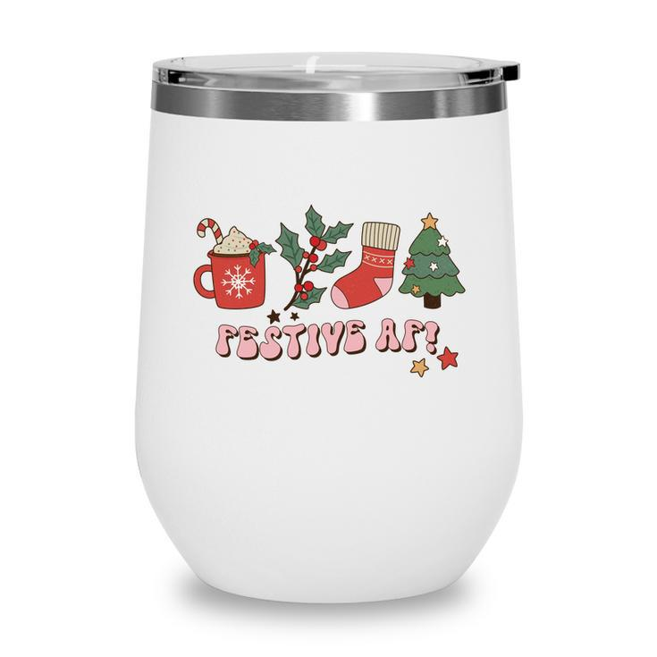 Retro Christmas Christmas Coffee Festive Af Wine Tumbler