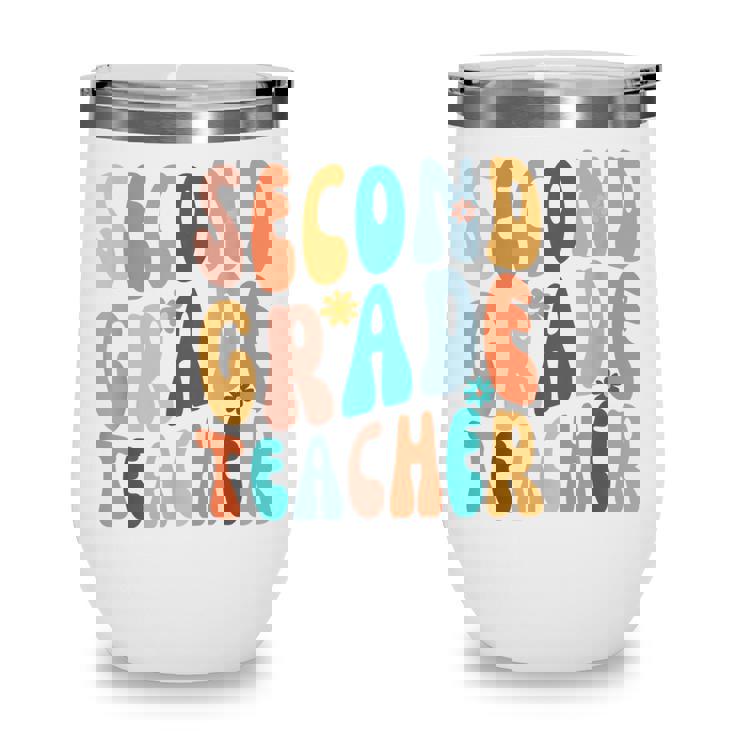 Second Grade Teacher Retro Groovy Design 2Nd Grade Teaching Wine Tumbler