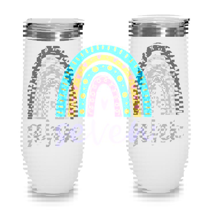 Seven Year Old Rainbow 7Th Birthday Gifts For Girls 7 Bday V3 Wine Tumbler