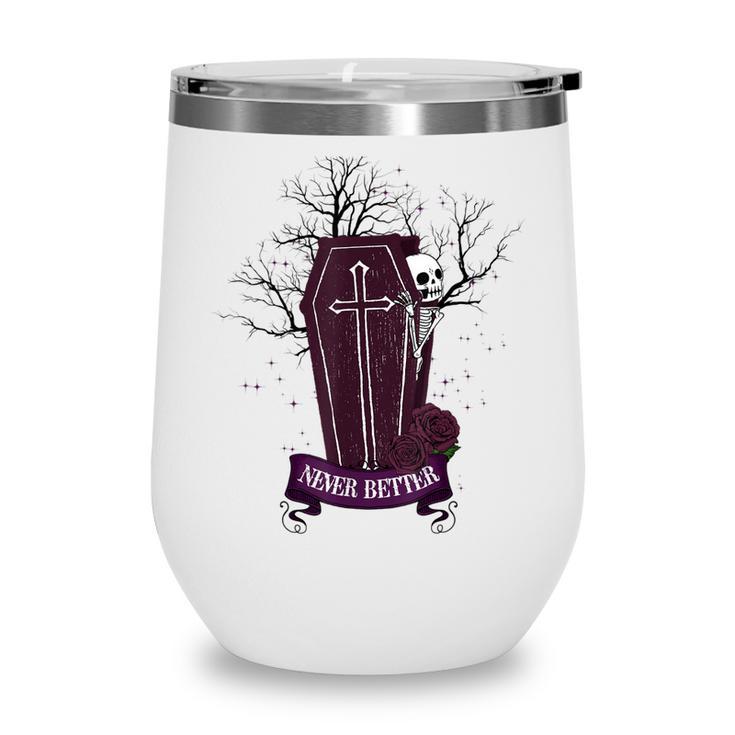 Skeleton Coffin Funny Halloween Costume Men Women Wine Tumbler