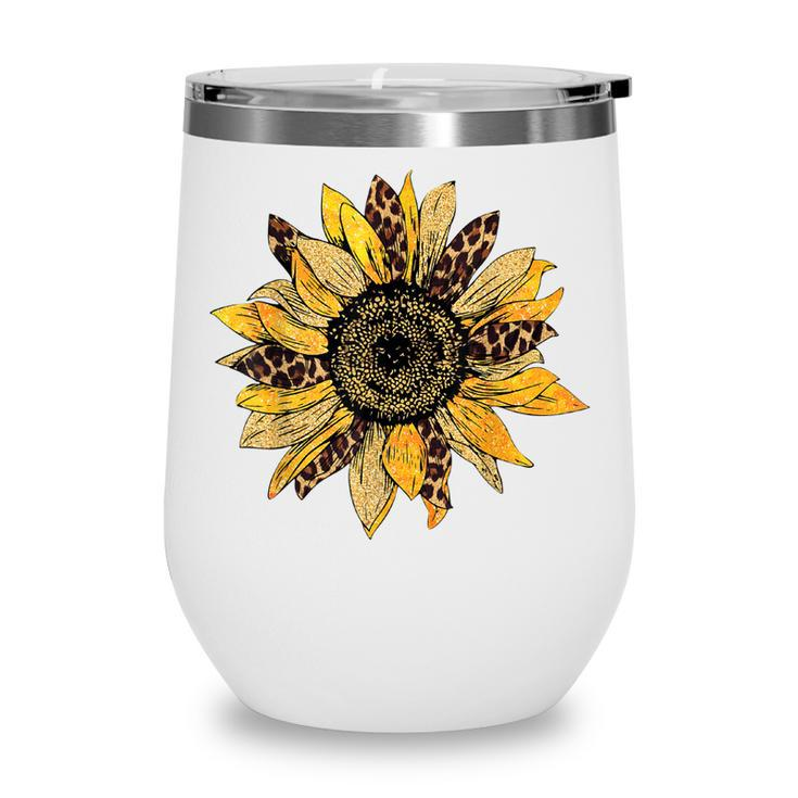 Sunflower  For Women Cute Graphic  Cheetah Print  Wine Tumbler