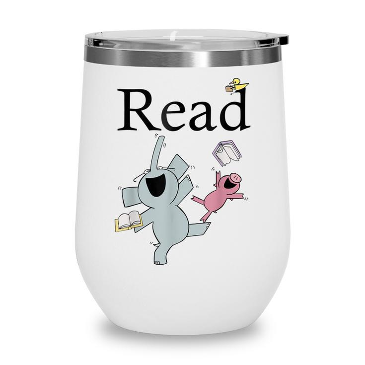Teacher Library Read Book Club Piggie Elephant Pigeons Funny  Wine Tumbler