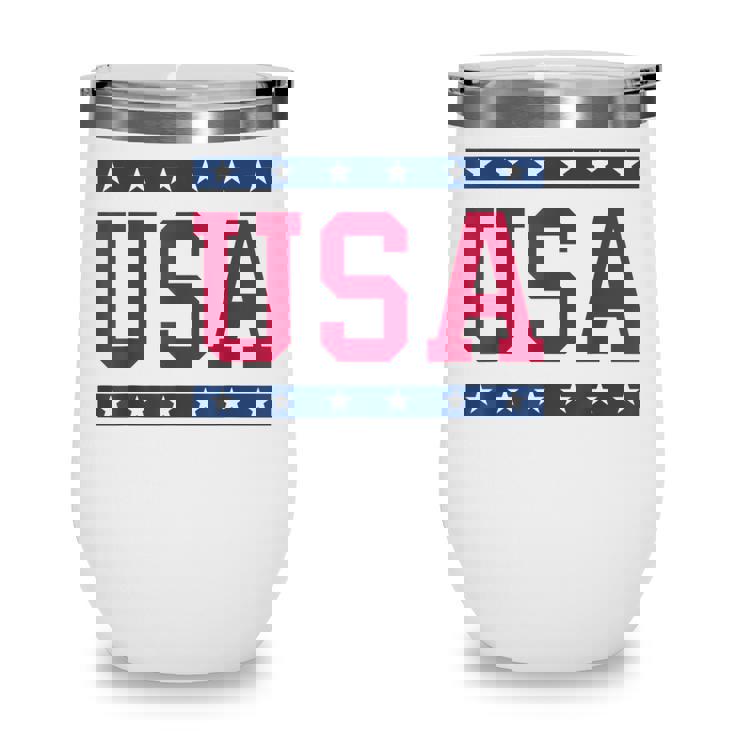 Usa Women Men Kids Cool Patriotic American Flag Stars Wine Tumbler