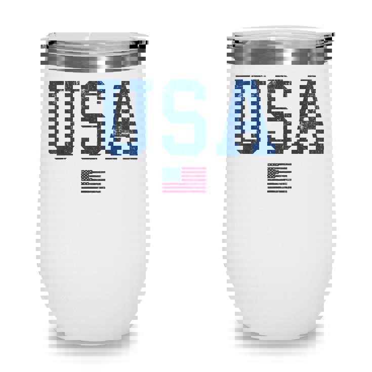 Usa Women Men Kids Patriotic American Flag Distressed Wine Tumbler
