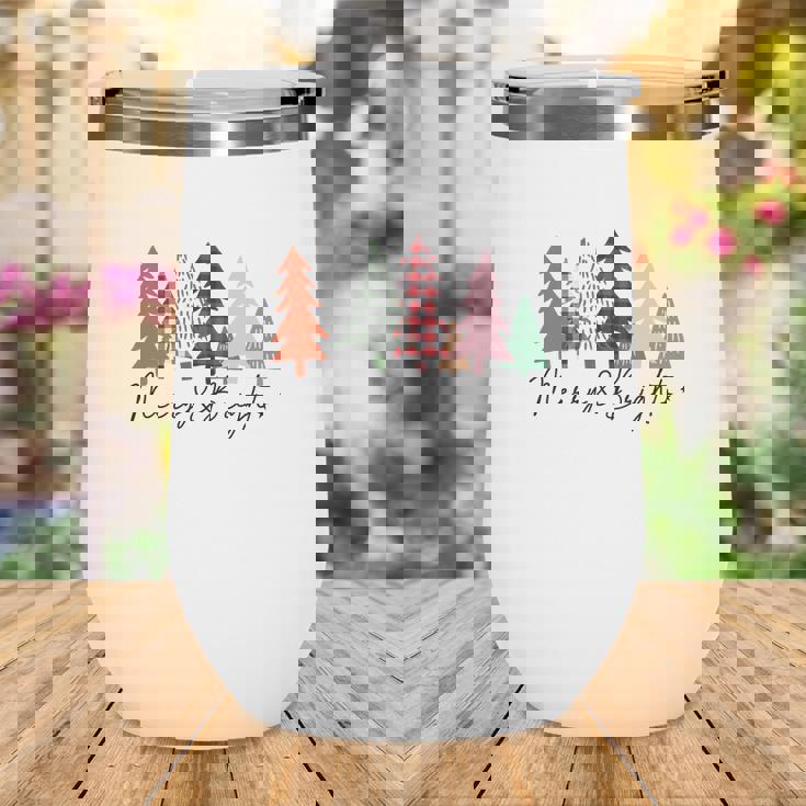 Christmas Tree Merry And Bright Retro Wine Tumbler