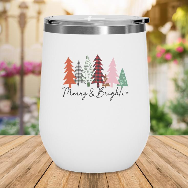 Christmas Tree Merry And Bright Retro Wine Tumbler