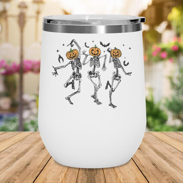 Funny Halloween Pumpkin Dancing Skeleton Costume Women Men Wine Tumbler