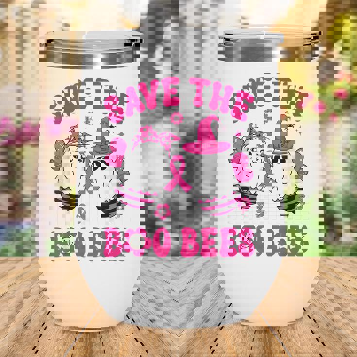 Groovy Save The Boo Bees Funny Breast Cancer Halloween Retro Wine Tumbler