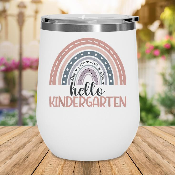 Hello Kindergarten Rainbow Back To School Kindergarten Squad Wine Tumbler