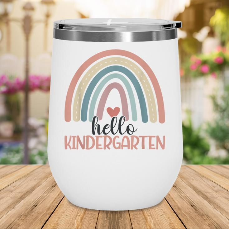 Hello Kindergarten Rainbow Cute Kinder Boho Rainbow Teacher Wine Tumbler