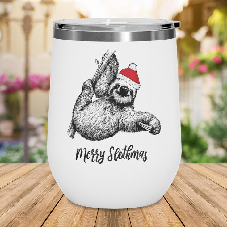 Merry Slothmas Christmas Pajama Santa Hat For Sloth Lovers Wine Tumbler