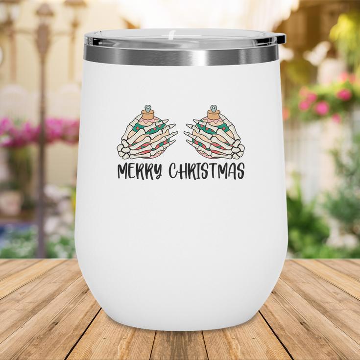 Retro Christmas Skeleton Hand Merry Christmas V2 Wine Tumbler