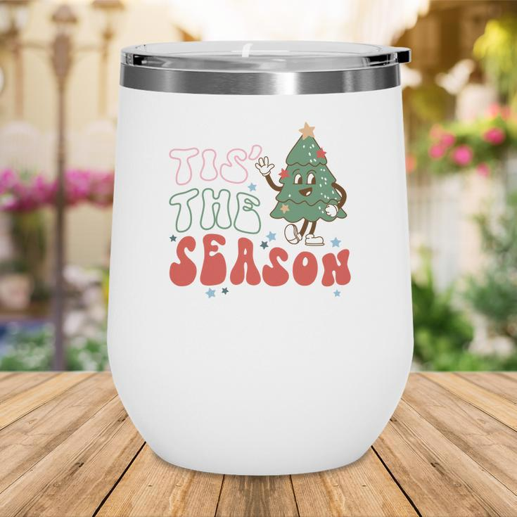 Retro Christmas Tis The Season Vintage Christmas Tree Wine Tumbler