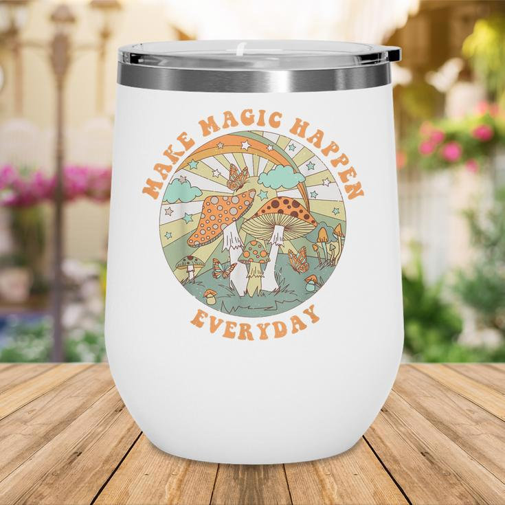 Retro Groovy Make Magic Happen Mushroom Hippie Botanical Wine Tumbler