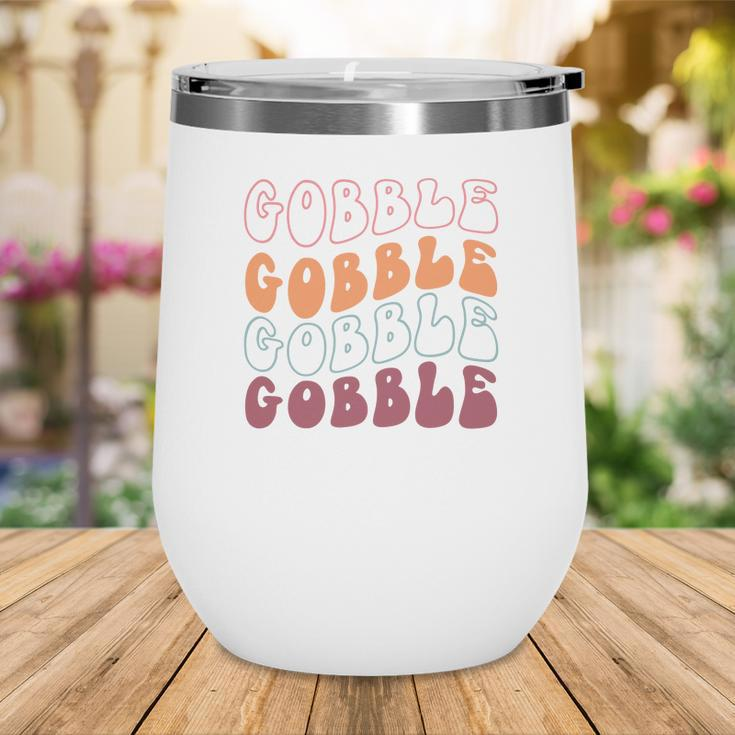 Retro Thanksgiving Gobble Gobble Gobble Wine Tumbler