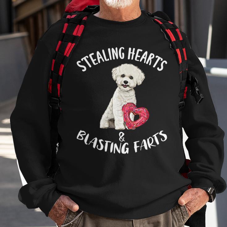 Stealing Hearts Blasting Farts Bichons Frise Valentines Day Sweatshirt