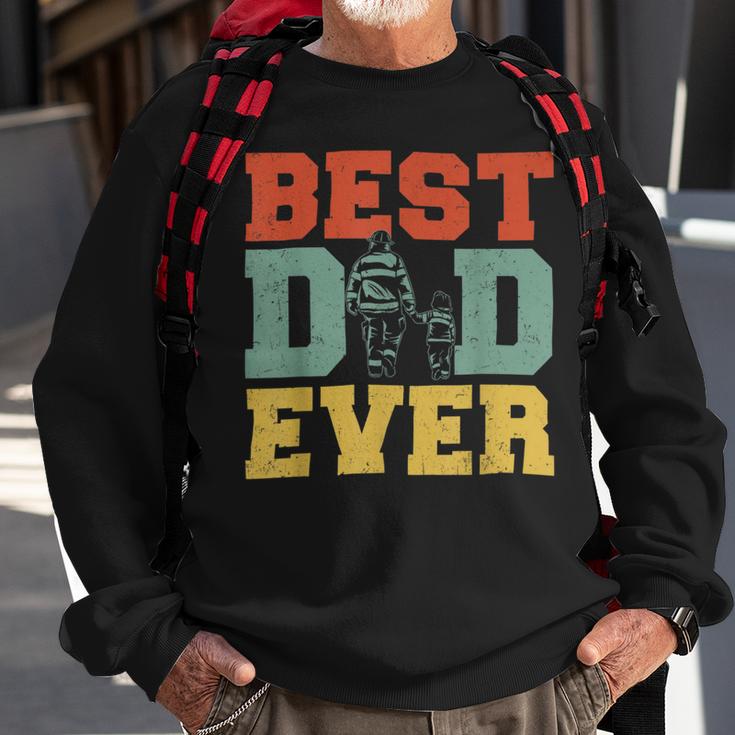Firefighter Retro Best Dad Ever Firefighter Daddy Happy Fathers Day V2 Sweatshirt