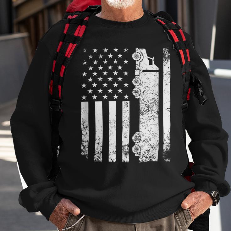 Trucker Trucker American Flag Usa Patriotic Truck Driver Dad Trucker Sweatshirt