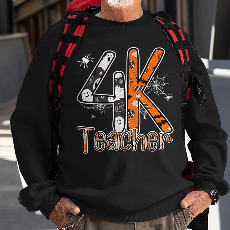 4K Teacher Halloween Trick Or Treat Happy Spooky Season Sweatshirt Gifts for Old Men