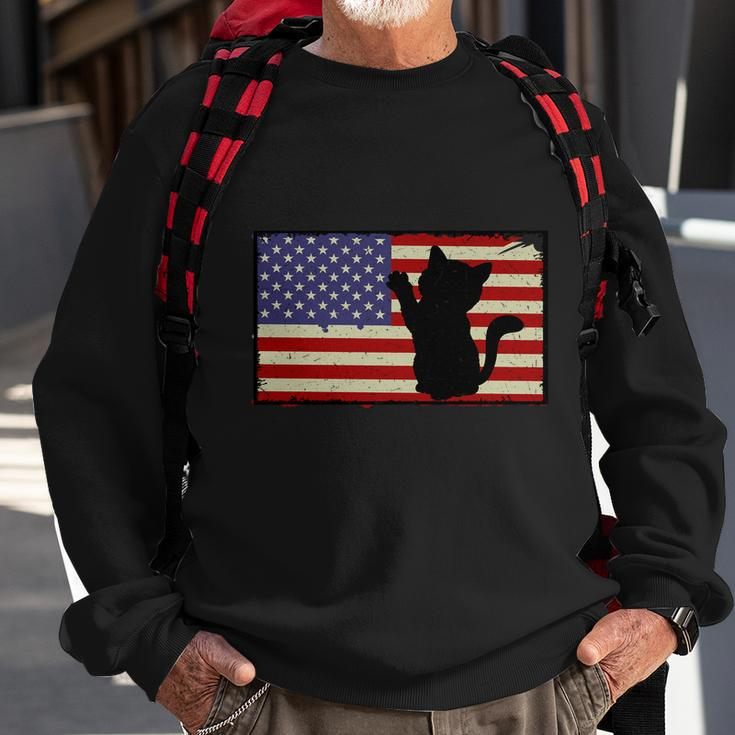 4Th Of July Cat Meowica Cat Lover Sweatshirt Gifts for Old Men
