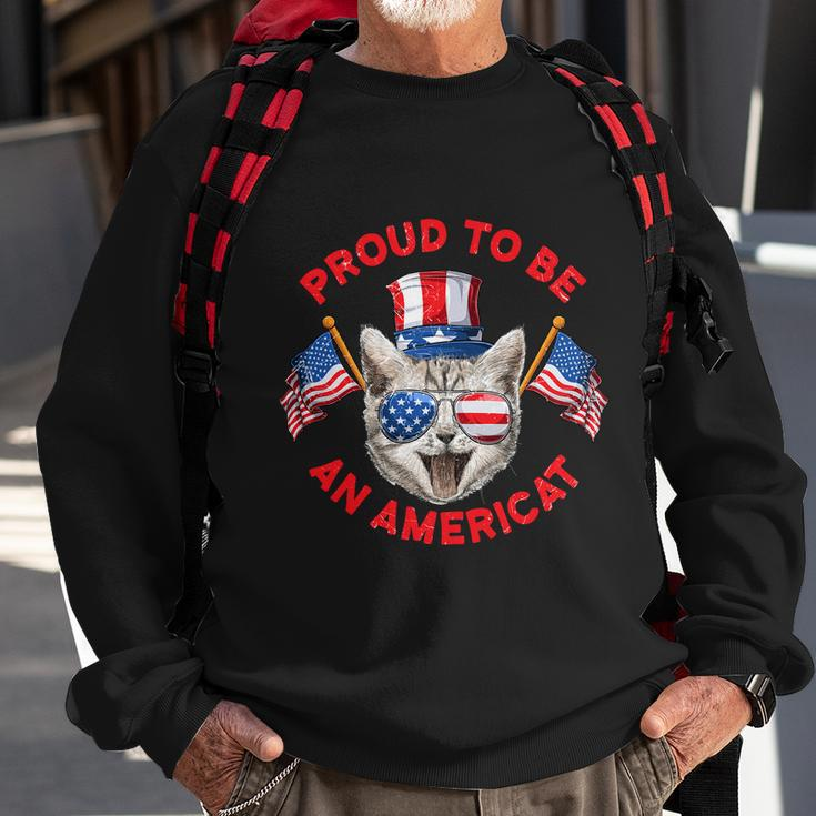 4Th Of July Cat Pround To Be Americat Sweatshirt Gifts for Old Men