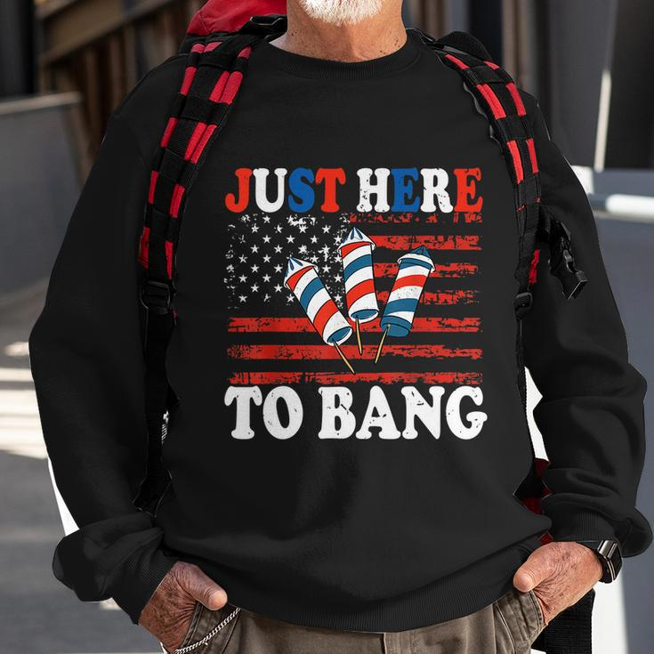 4Th Of July Im Just Here To Bang Fireworks America Flag Sweatshirt Gifts for Old Men