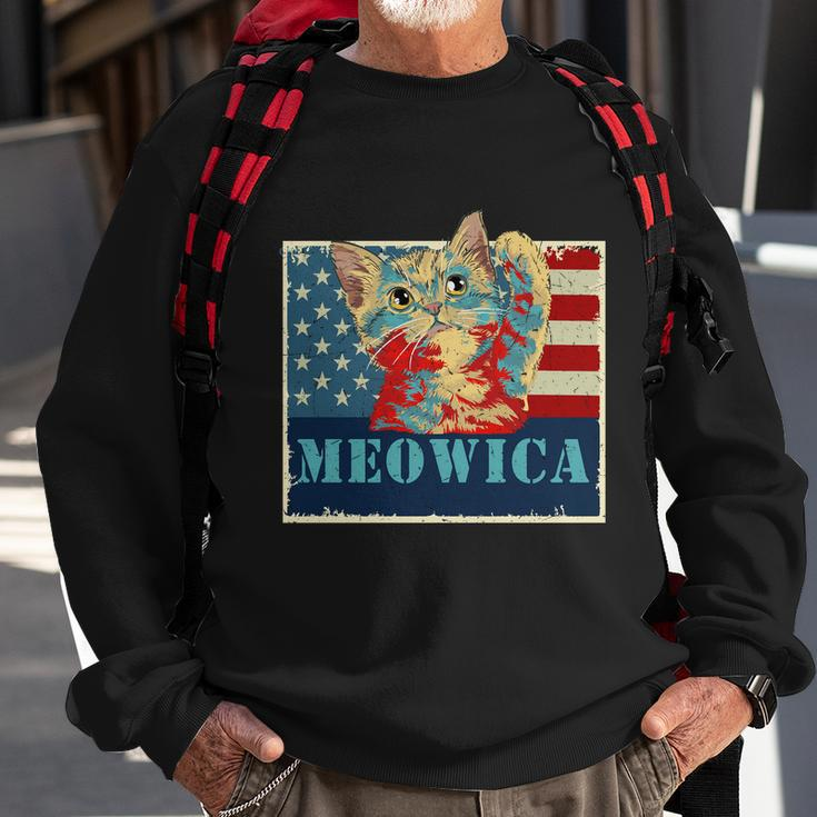 4Th Of July Meowica Cat Us Flag Cat Lover Sweatshirt Gifts for Old Men