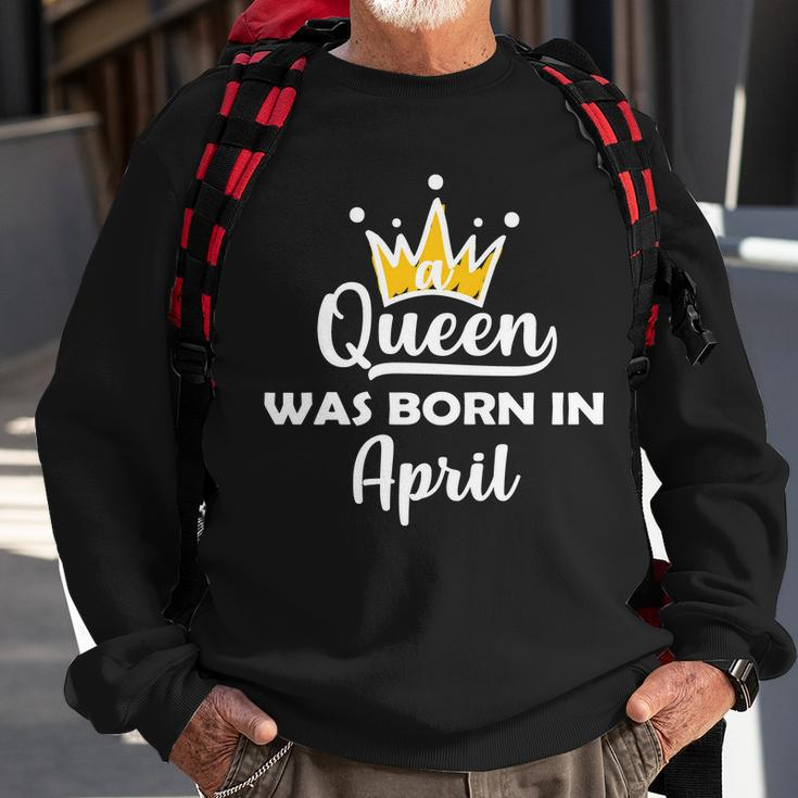 A Queen Was Born In April Birthday Graphic Design Printed Casual Daily Basic Sweatshirt Gifts for Old Men