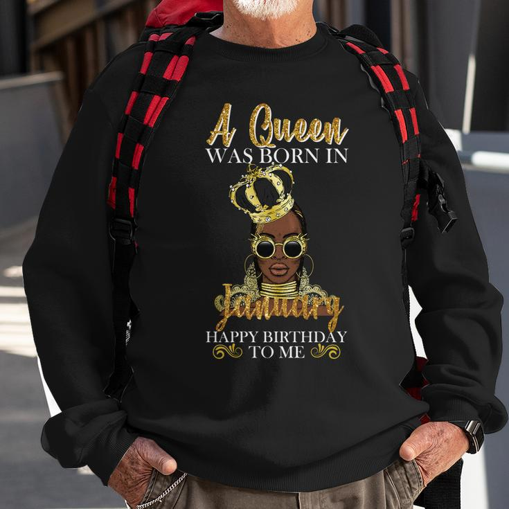 A Queen Was Born In January Happy Birthday Graphic Design Printed Casual Daily Basic Sweatshirt Gifts for Old Men