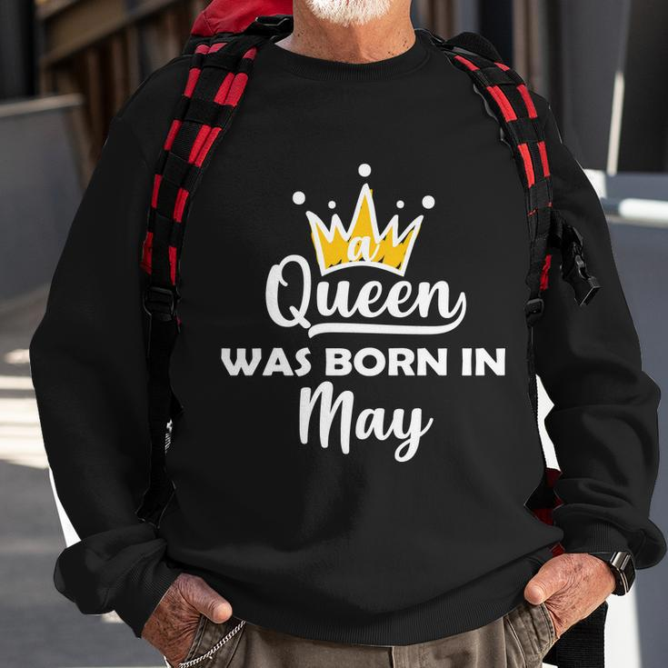 A Queen Was Born In May Birthday Graphic Design Printed Casual Daily Basic Sweatshirt Gifts for Old Men