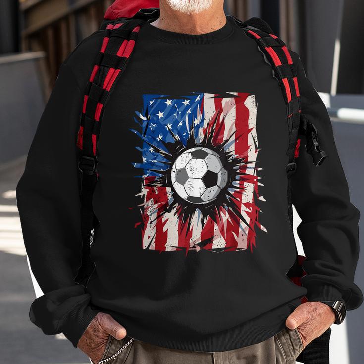 American Flag Soccer Ball 4Th Of July Cool Sport Patriotic Sweatshirt Gifts for Old Men