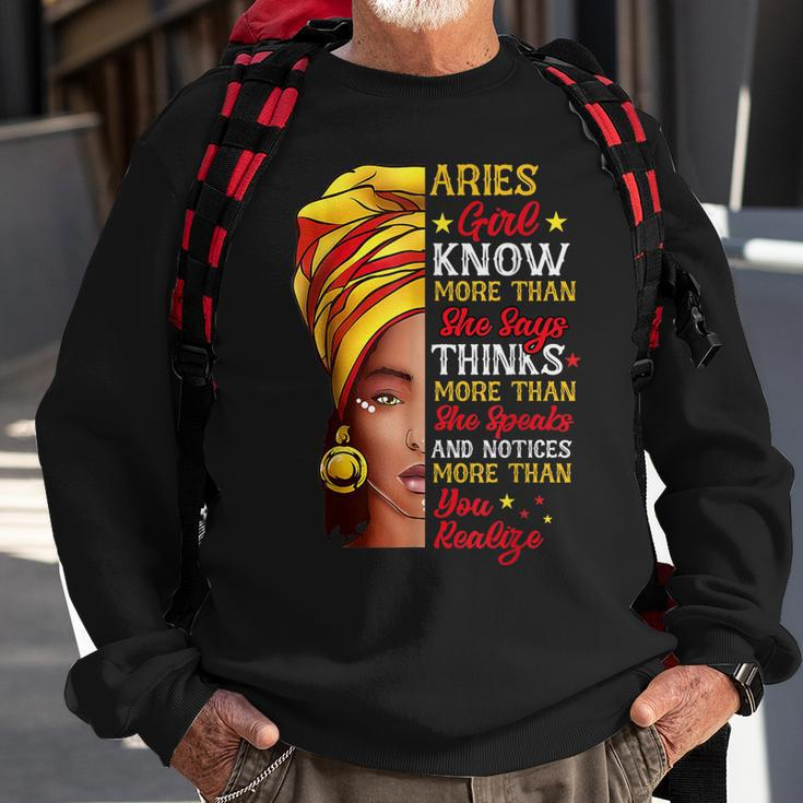 Aries Girl Queen Melanin Afro Queen Black Zodiac Birthday Sweatshirt Gifts for Old Men