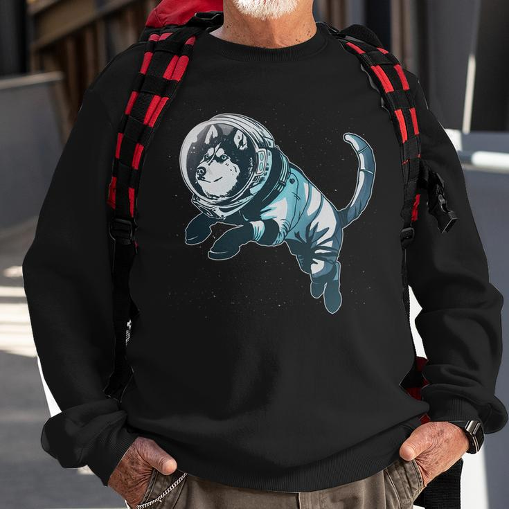 Astronaut Husky Dog Space Sweatshirt Gifts for Old Men