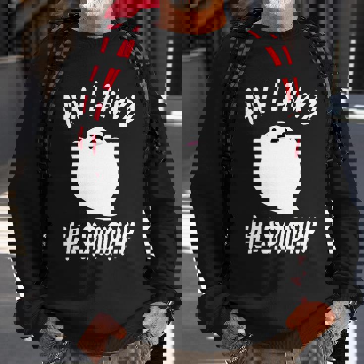 Aw Lawd He Spoopin Concerned Ghost Design Graphic Design Printed Casual Daily Basic Sweatshirt Gifts for Old Men