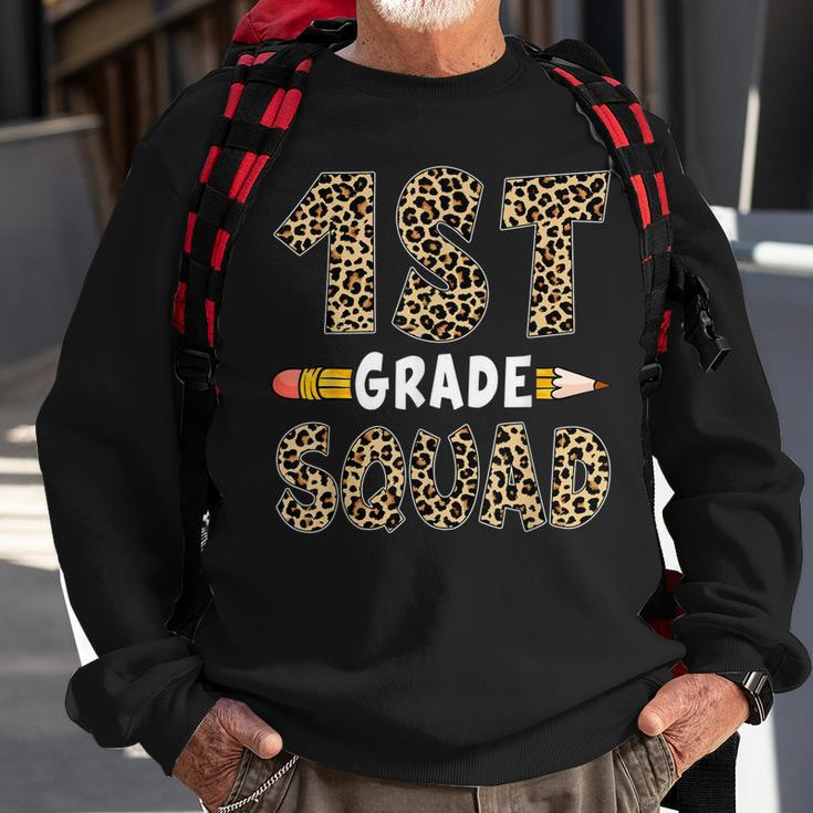 Back To School 1St Grade First Grade Squad Leopard Teacher Sweatshirt Gifts for Old Men
