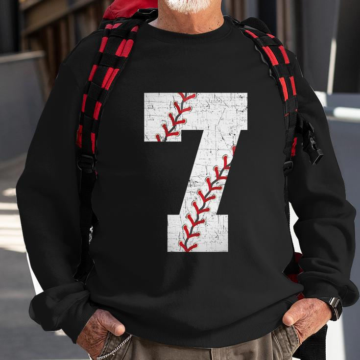 Baseball Softball Lover Seven Years Funy 7Th Birthday Boy Sweatshirt Gifts for Old Men