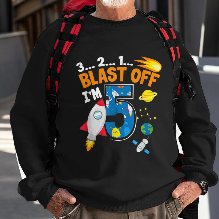 Blast Off Im 5 Funny Astronaut 5Th Birthday Space Costume Sweatshirt Gifts for Old Men
