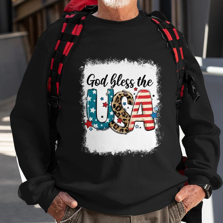 Bleached 4Th July God Bless The Usa Patriotic American Flag Gift Sweatshirt Gifts for Old Men