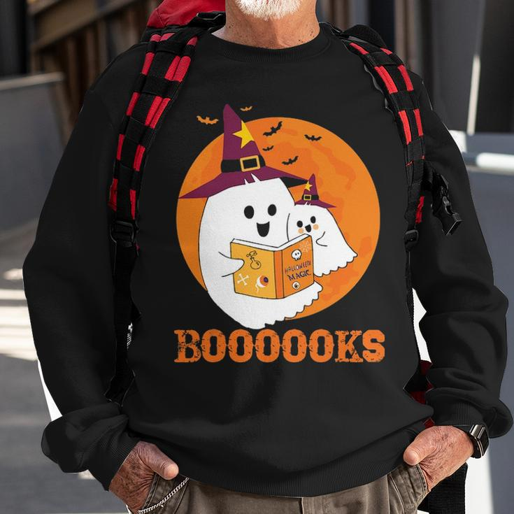 Booooks Halloween Boo Read Books Reading Sweatshirt Gifts for Old Men