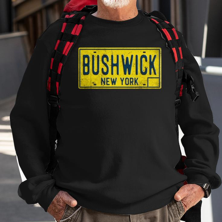 Bushwick Brooklyn New York Old Retro Vintage License Plate Sweatshirt Gifts for Old Men