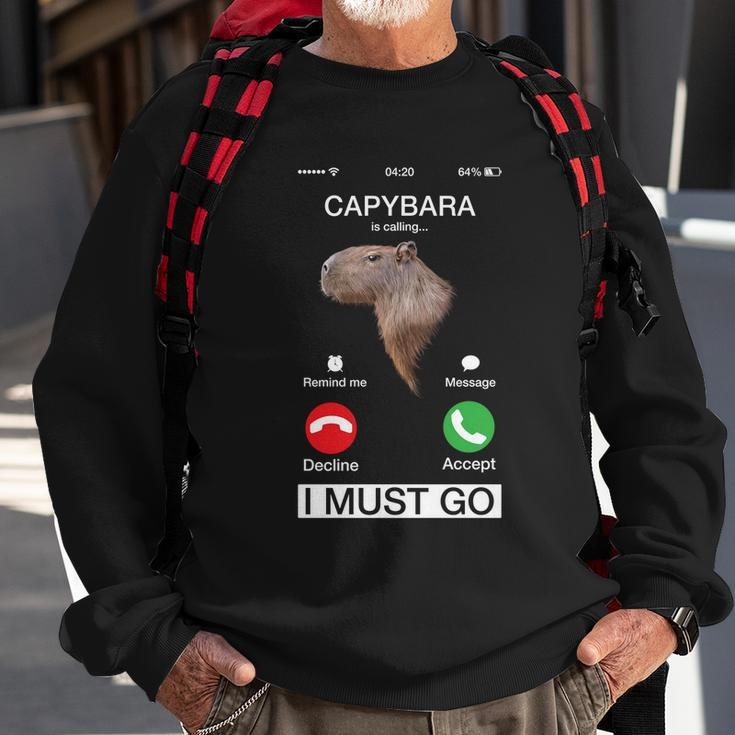 Capybara Is Calling Funny Capibara Rodent Animal Lover Humor Cute Gift Sweatshirt Gifts for Old Men