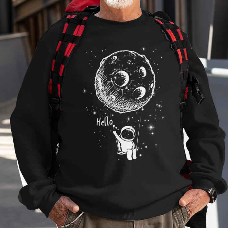 Cartoon Astronaut Moon Swing Tshirt Sweatshirt Gifts for Old Men