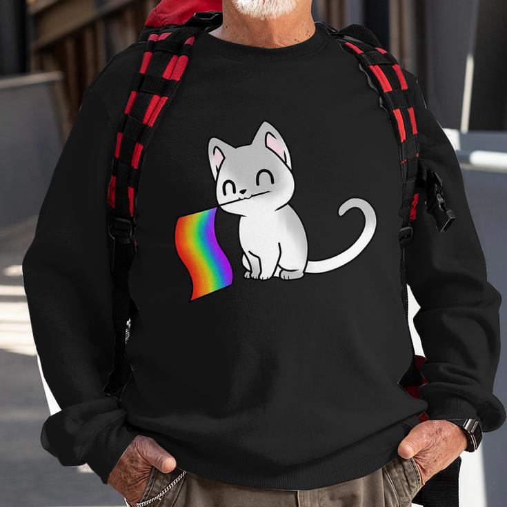 Cat Lgbt Rainbow Flag Pride Month Sweatshirt Gifts for Old Men