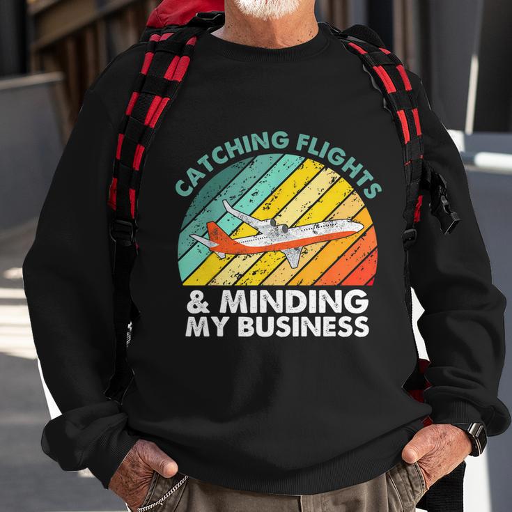 Catching Flights & Minding My Business Vintage V2 Sweatshirt Gifts for Old Men